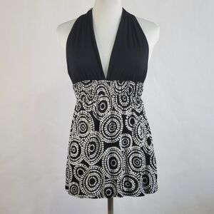 Pretty Good vintage Y2K halter V neck black white geometric circles size small